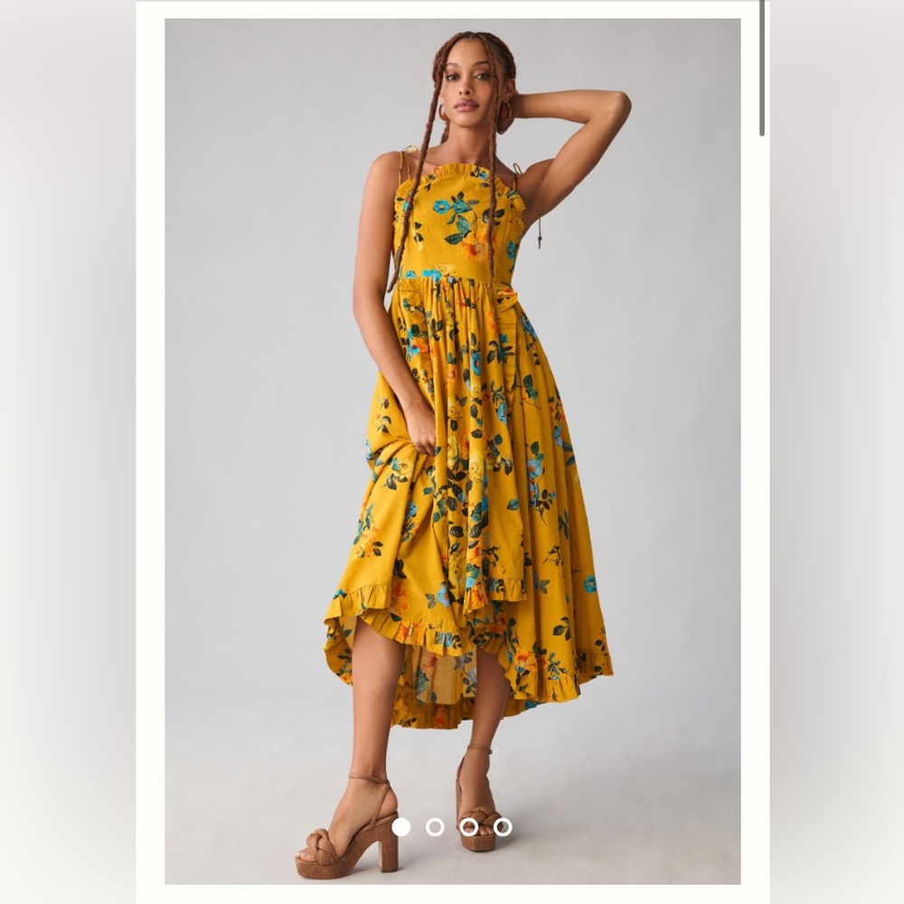 Anthro Maeve High-Low Pleated-Trim Dress with pockets!!